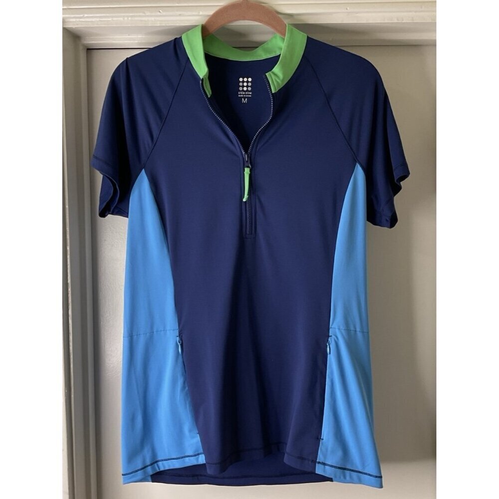 Title Nine Sunbuster 1/2 Zip Short Sleeve Sun Shirt Rash Guard Pockets Size M